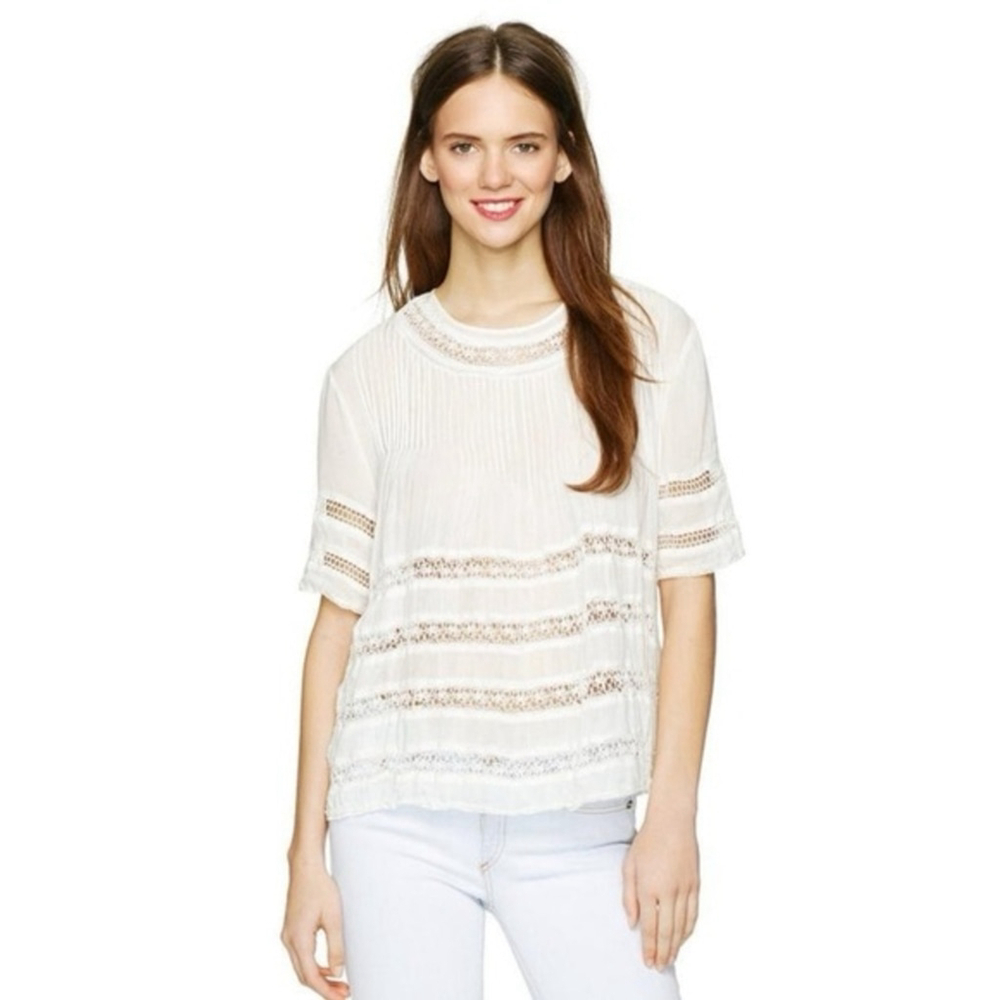 Wilfred Cream Boxy Ruffled Blouse with Bib Collar